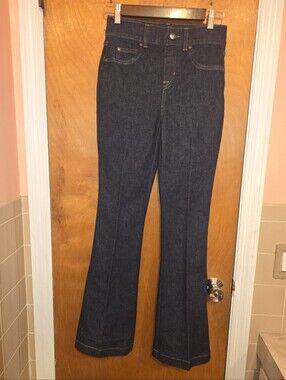 NWOT Spanx Raw Indigo Blue Everyday Dark Denim Wash High-Rise Flared Jeans